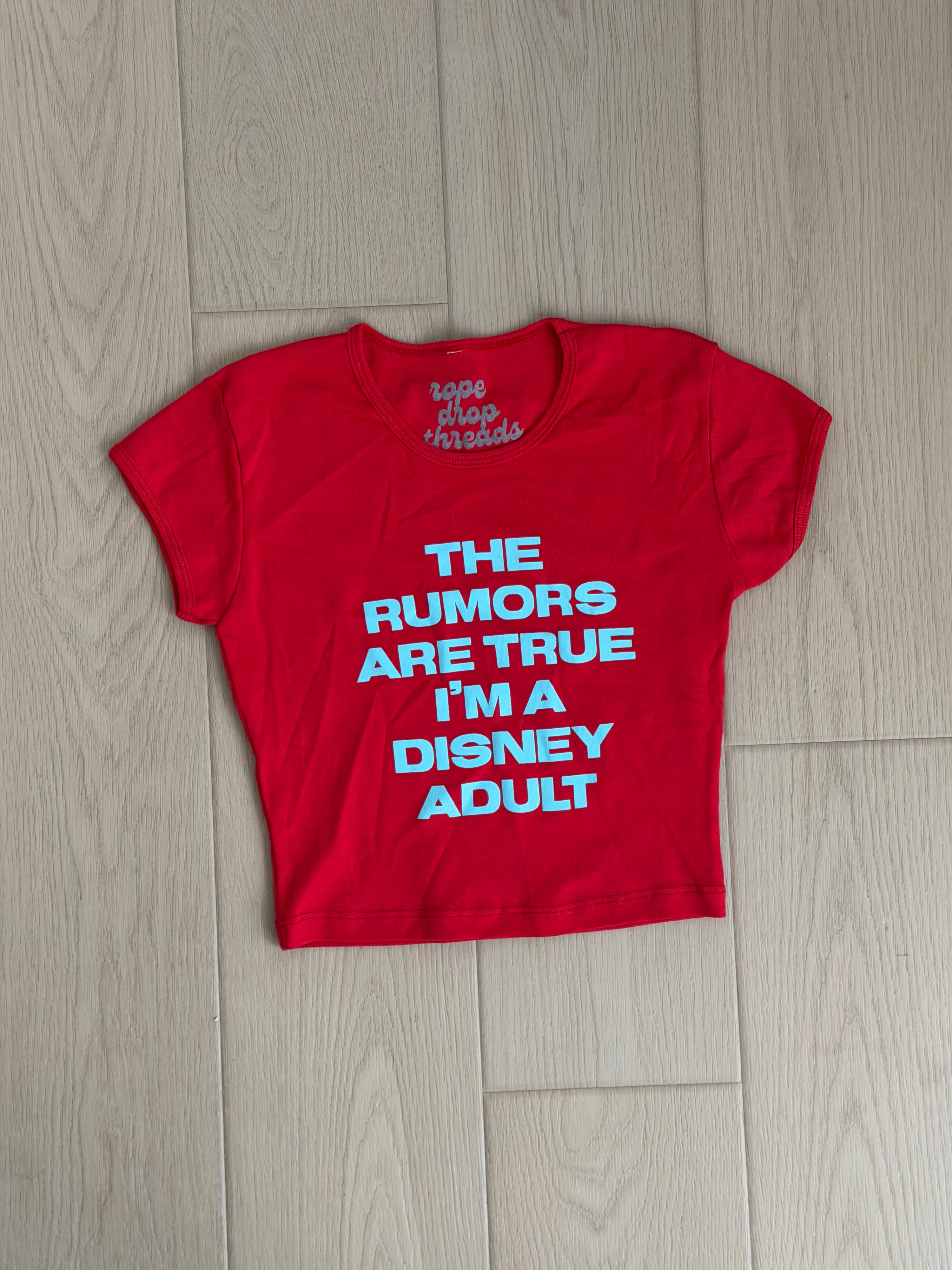 "Rumors"- Baby Tee (Red)